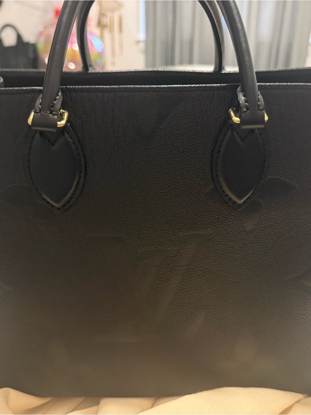 Louis Vuitton Black Monogram-Embossed Leather Tote